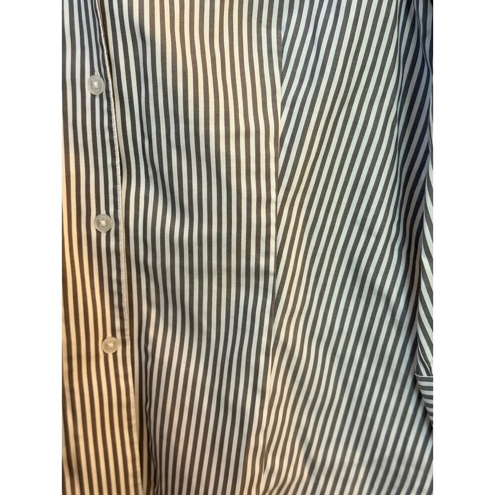 Anne Klein Pinstripe Button Front Blouse Gray White Women’s Medium - Picture 4 of 12